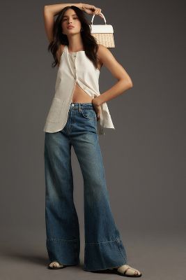 Reformation Penney High-rise Relaxed Flare Jeans In Blue