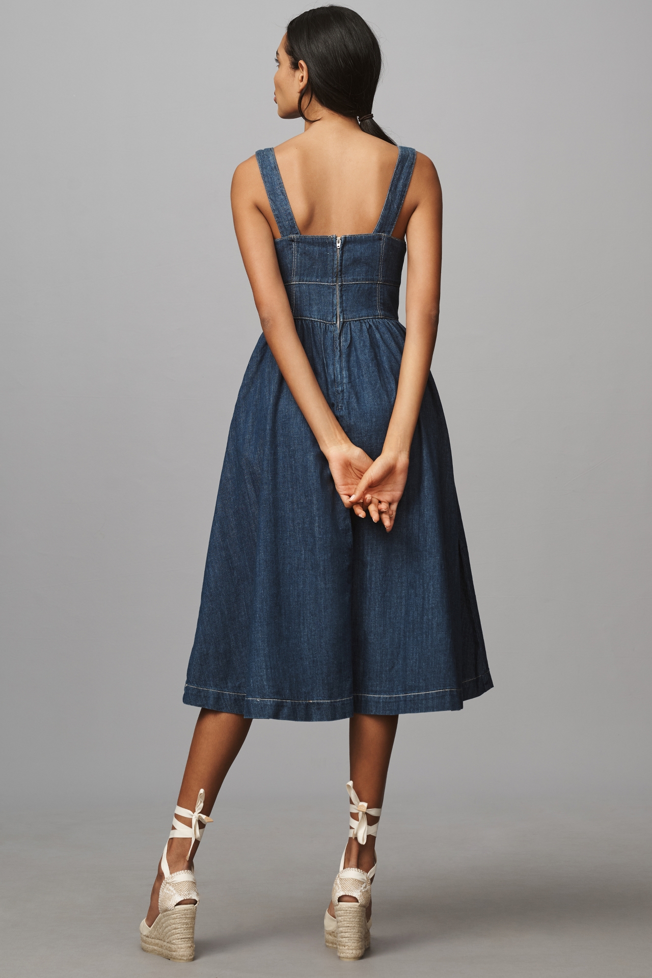 Reformation Tagliatelle Denim Midi Dress