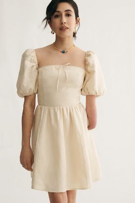 Shop Reformation Malvina Linen Mini Dress In White