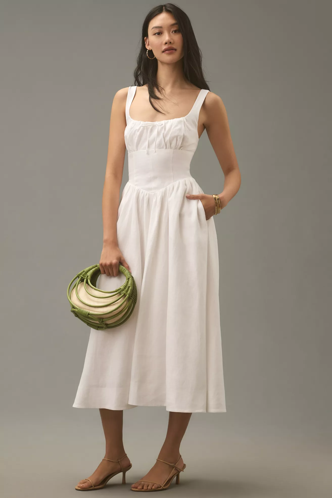 Reformation Balia 100% Linen Midi Dress