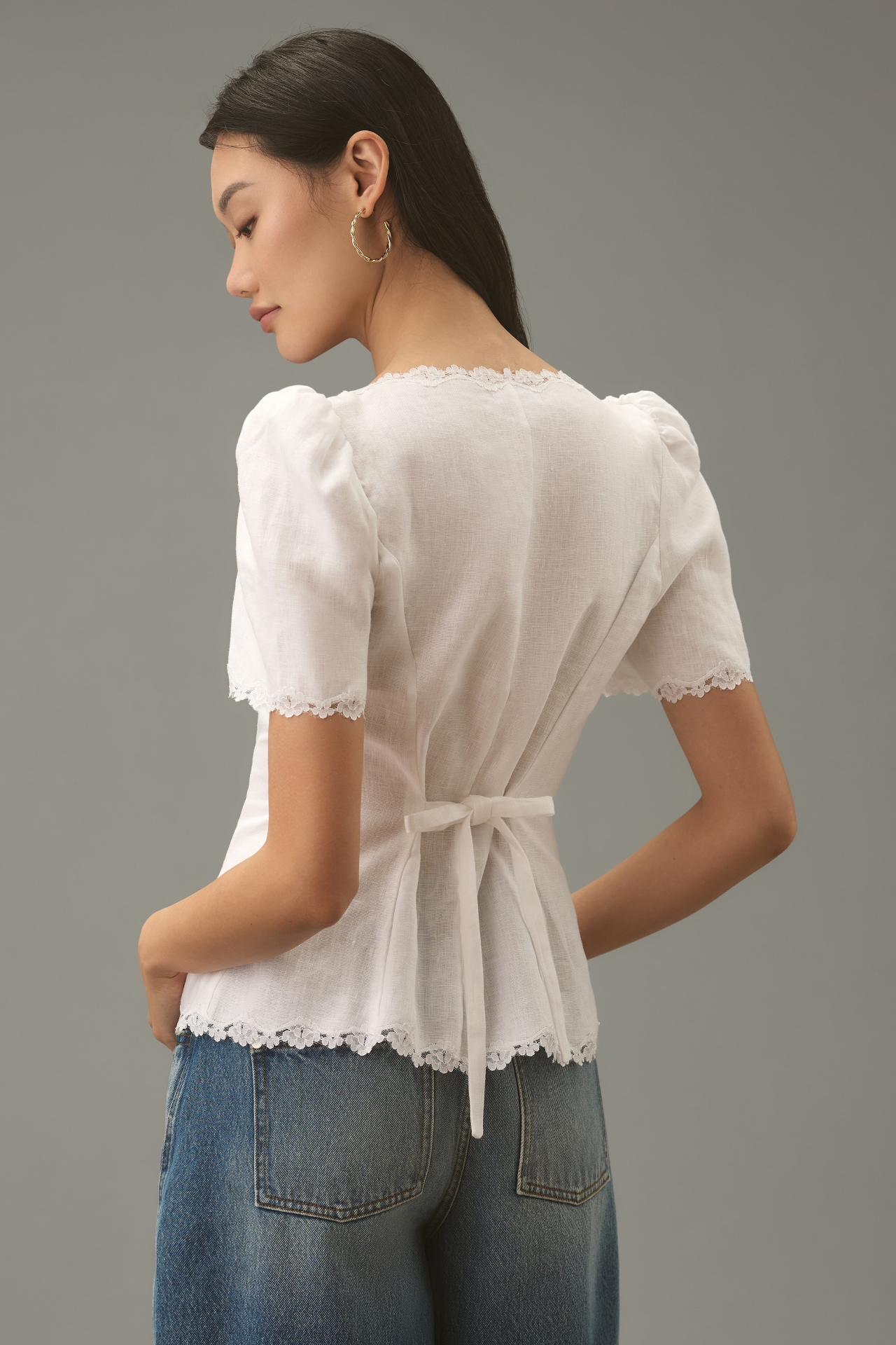 Reformation Anabella Linen Top