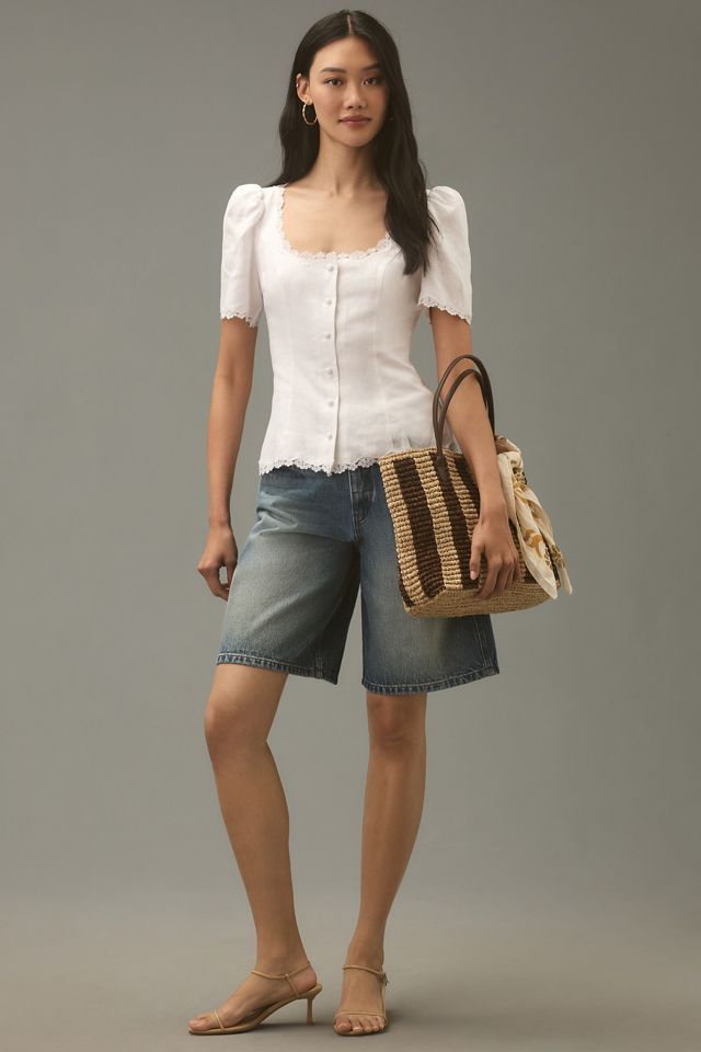 Reformation Anabella Linen Top #3
