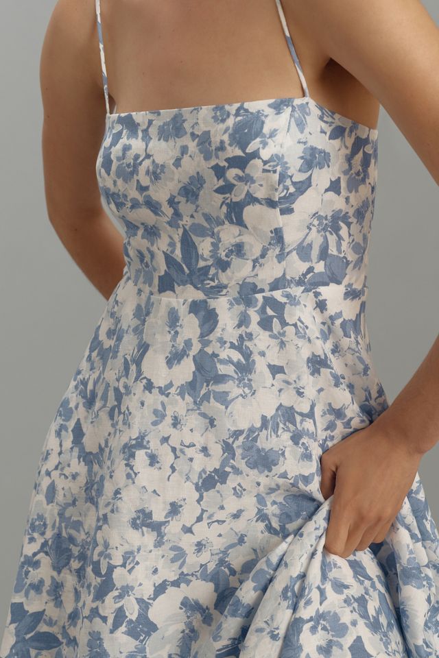 cross-back a-line mini dress in linen Linen Apron Mini Dress | Sustainable European Flax Linen main image 0