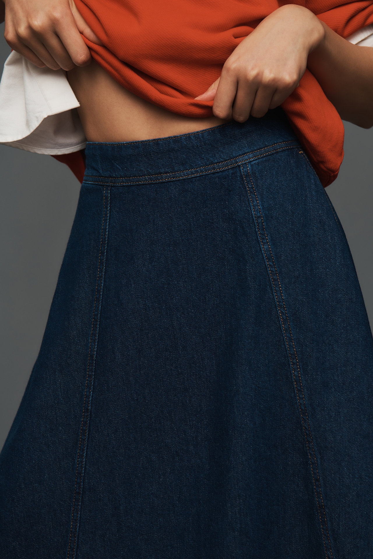 Reformation Delilah Denim Midi Skirt