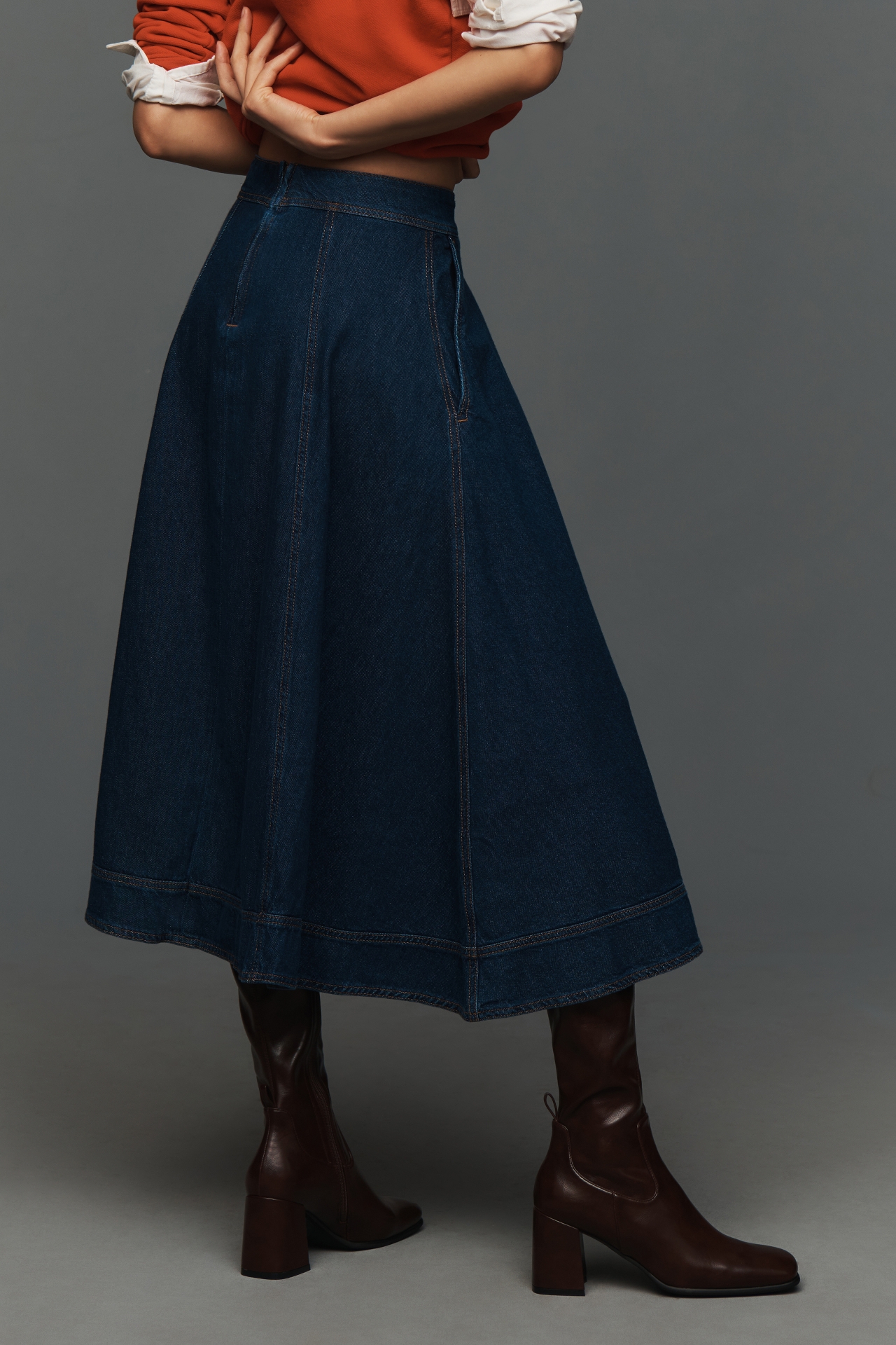 Reformation Delilah Denim Midi Skirt