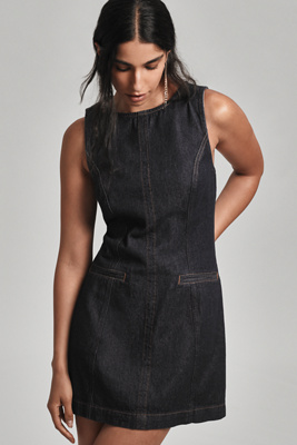 Shop Reformation Citron Denim Mini Dress In Blue