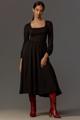 Reformation Oria Midi Dress In Black