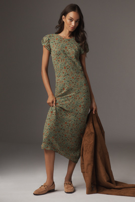 Reformation Womens Ponderosa Leana Floral Crepe Midi Dress In Multicolor