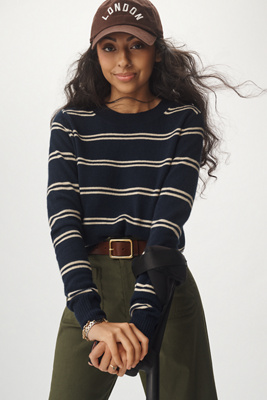 Reformation Dana Crewneck Cashmere Sweater In Blue