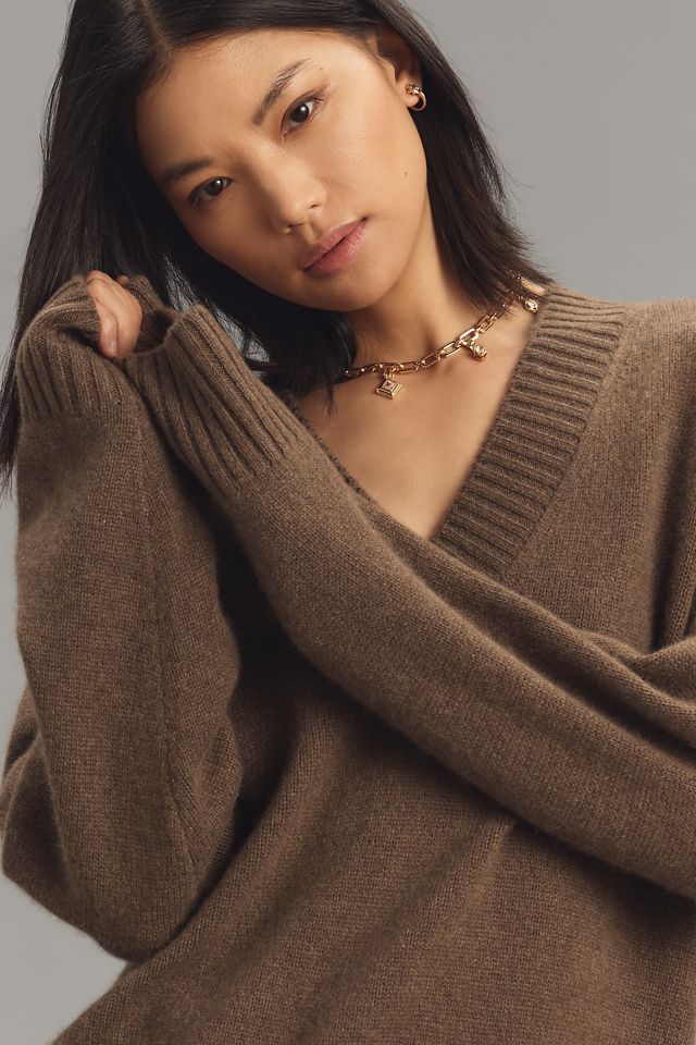Reformation Jadey Cashmere Oversized V-Neck Sweater #3