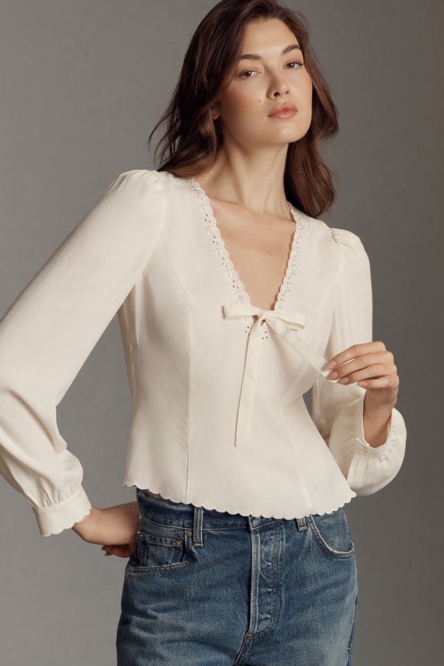 NWT!! REFORMATION Lawrence Organic Cotton Blouse Top buy Romantic Boho ~ Size 12