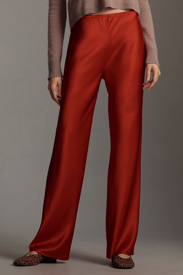 Reformation Gale Satin Mid-Rise Bias-Cut Pants #1