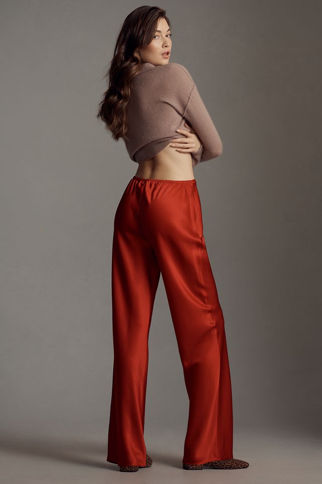 Reformation Gale Satin Mid-Rise Bias-Cut Pants #2