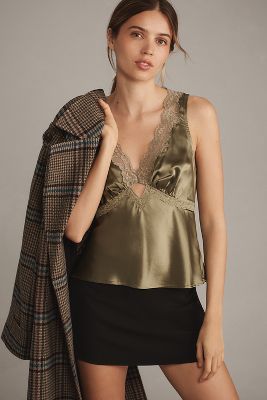Reformation Aliceyn Silk Top In Green