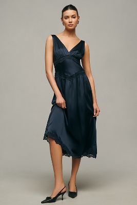 REFORMATION STASIA SLEEVELESS SILK MIDI DRESS