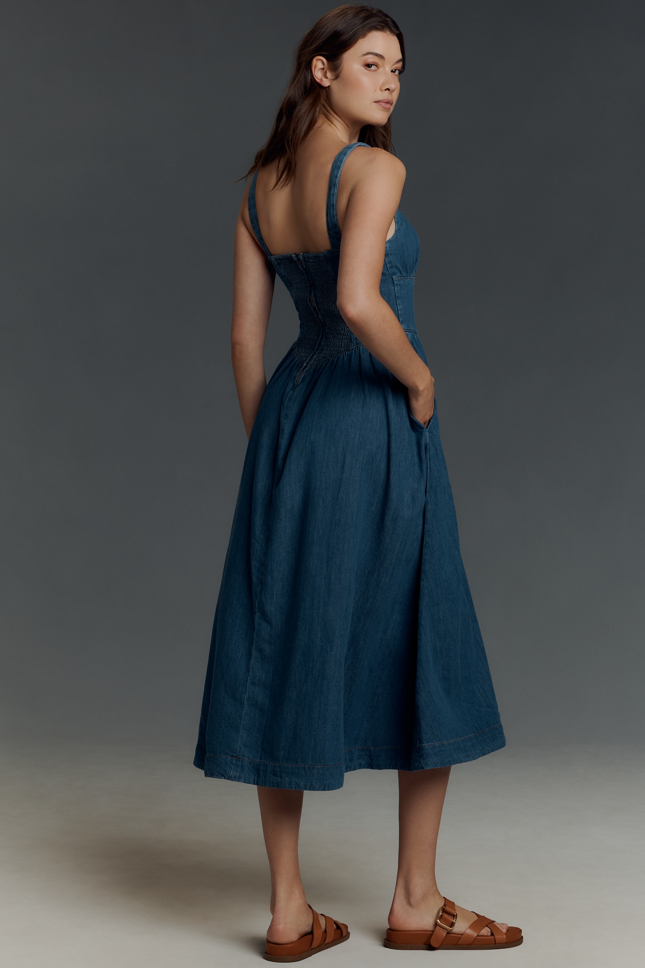 Reformation Balia Denim Midi Dress