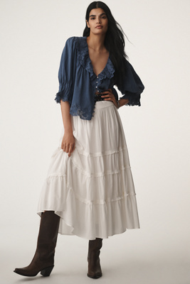 【Anthropologie】Reformationティアード・ミディ・スカート Reformation Tiered Midi Skirt | Anthropologie