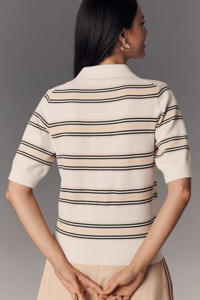 Reformation Campbell Short-Sleeve Polo Sweater Top #1