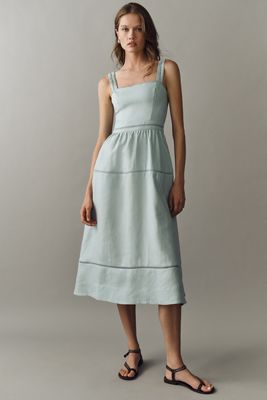 knee length dresses for ladies Vinya Plaid Bow-Back Midi Dress