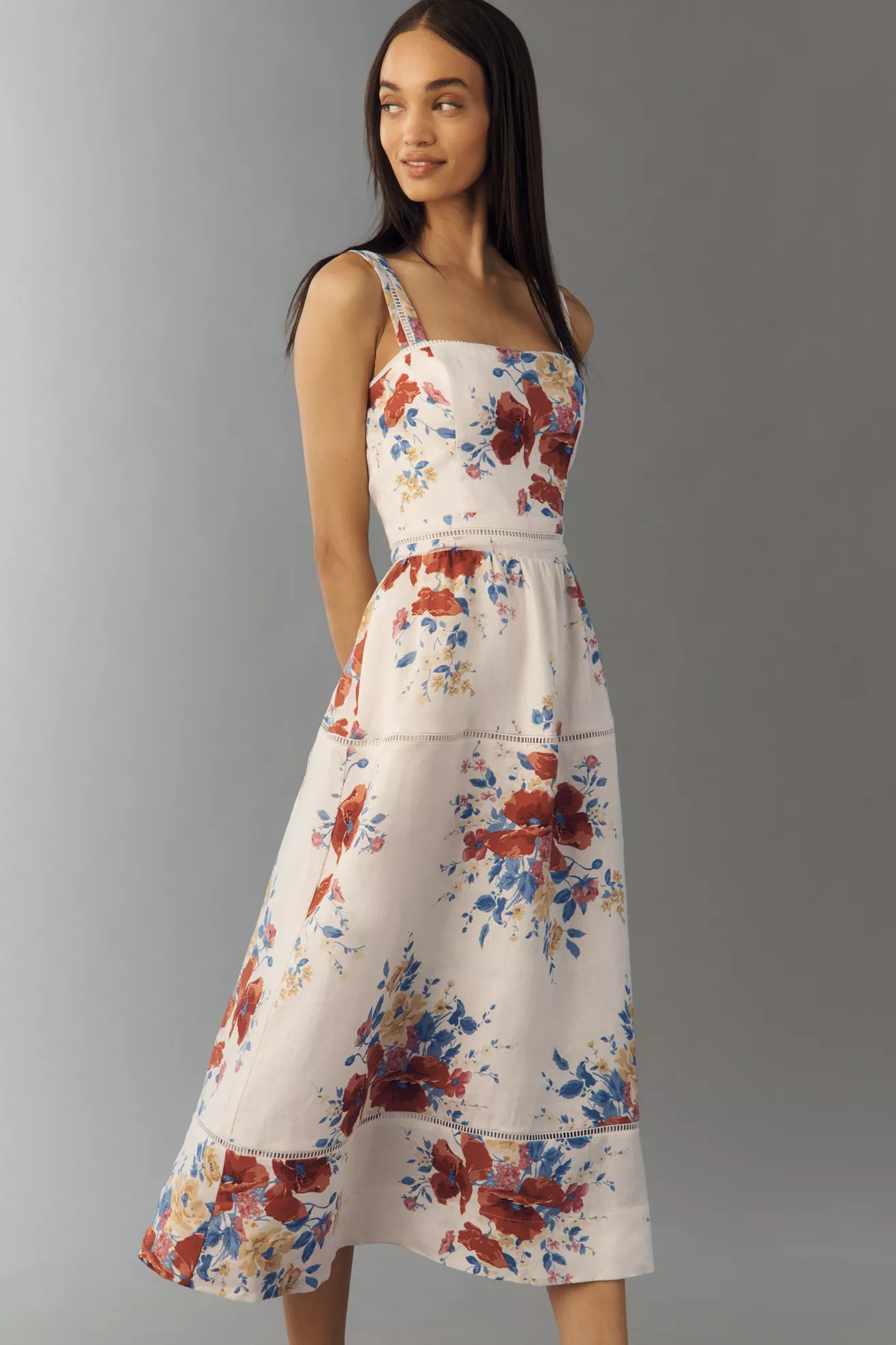 Reformation Everett 100% Linen Midi Dress