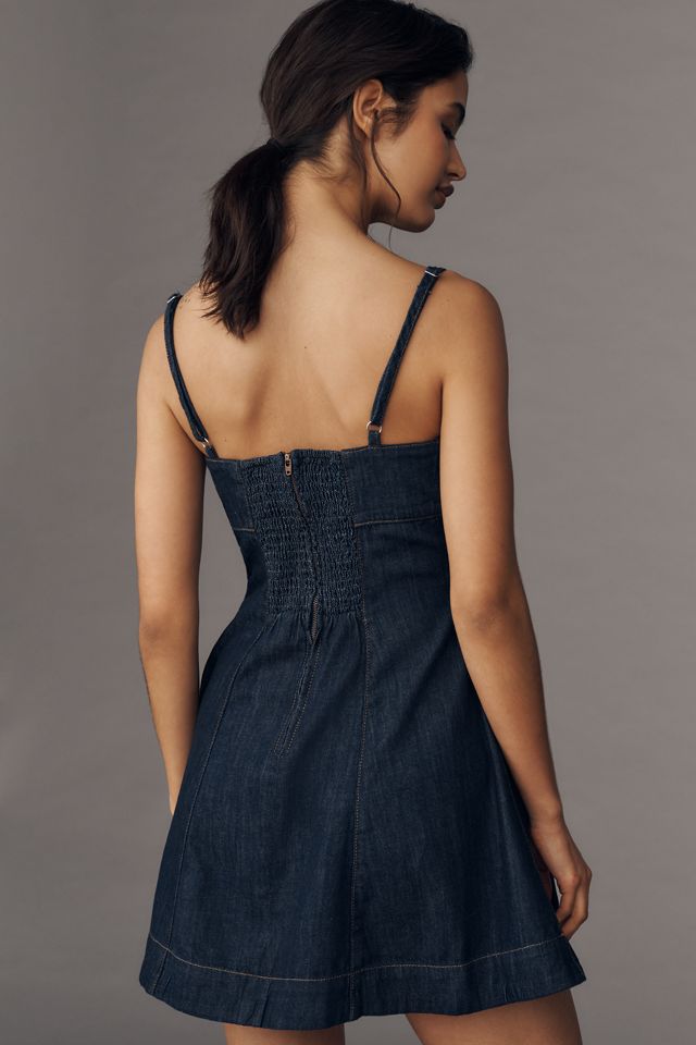 Reformation Aviana Sleeveless Sweetheart Denim A-Line Mini Dress #1