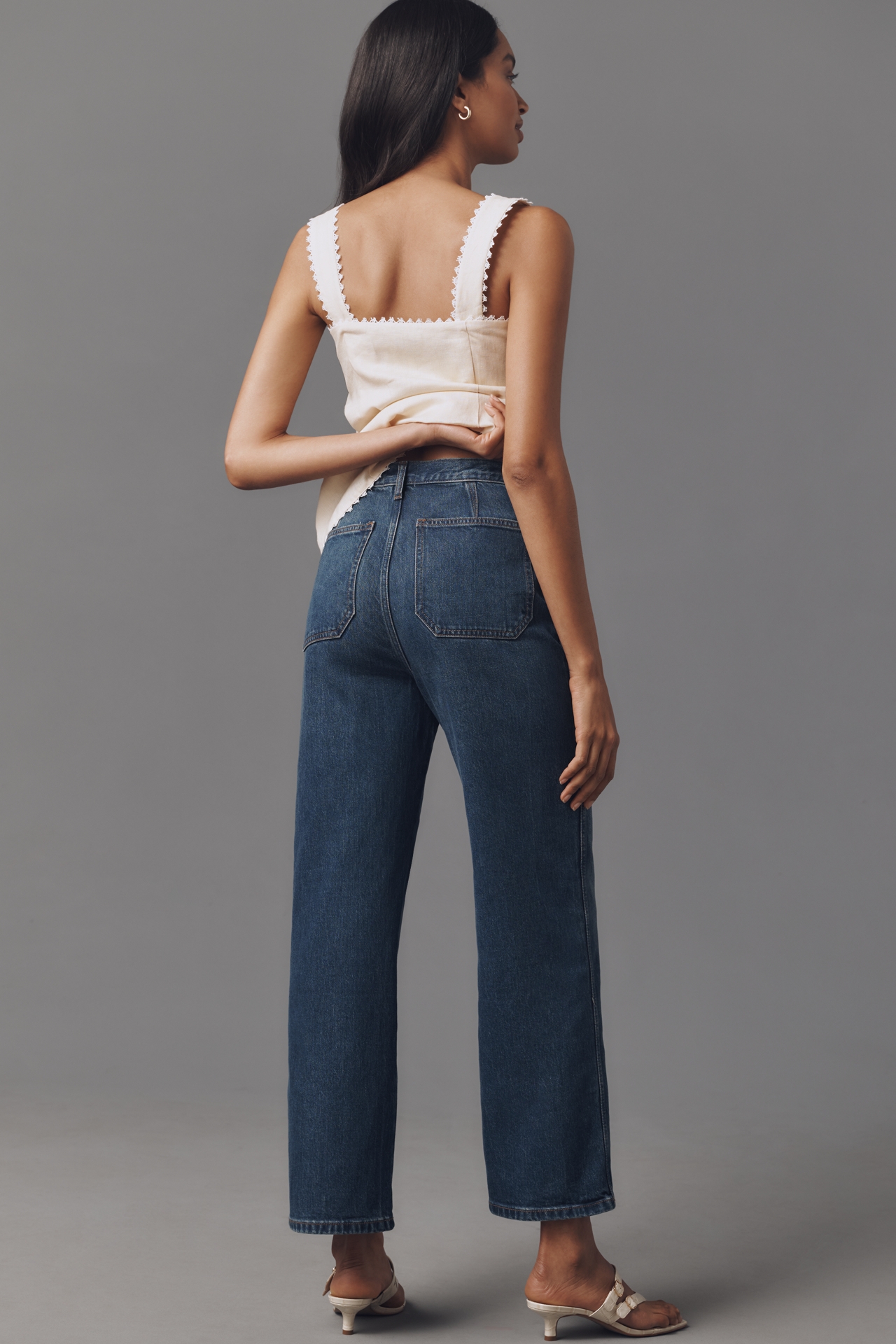 Reformation Alyssa Stretch High-Rise Wide-Leg Cropped Jeans
