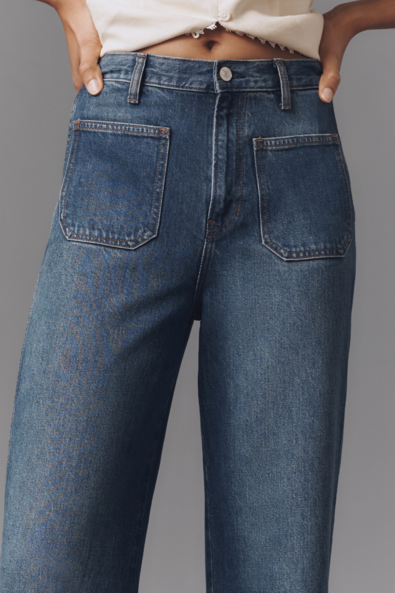 Reformation Alyssa Stretch High-Rise Wide-Leg Cropped Jeans