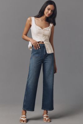Reformation Alyssa Stretch High-Rise Wide-Leg Crop Jeans