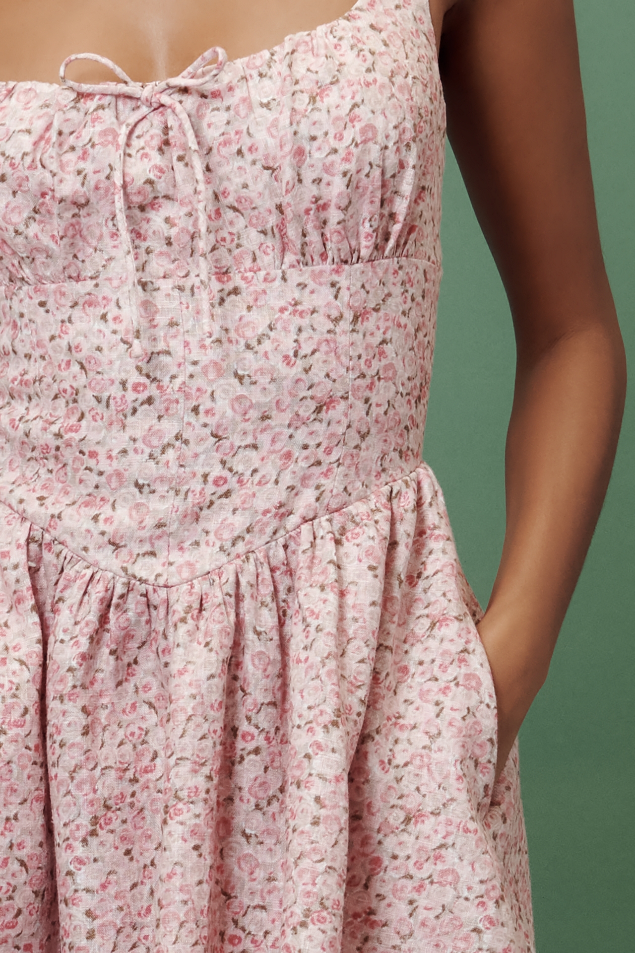 Reformation Daria Linen Sleeveless Basque-Waist A-Line Mini Dress