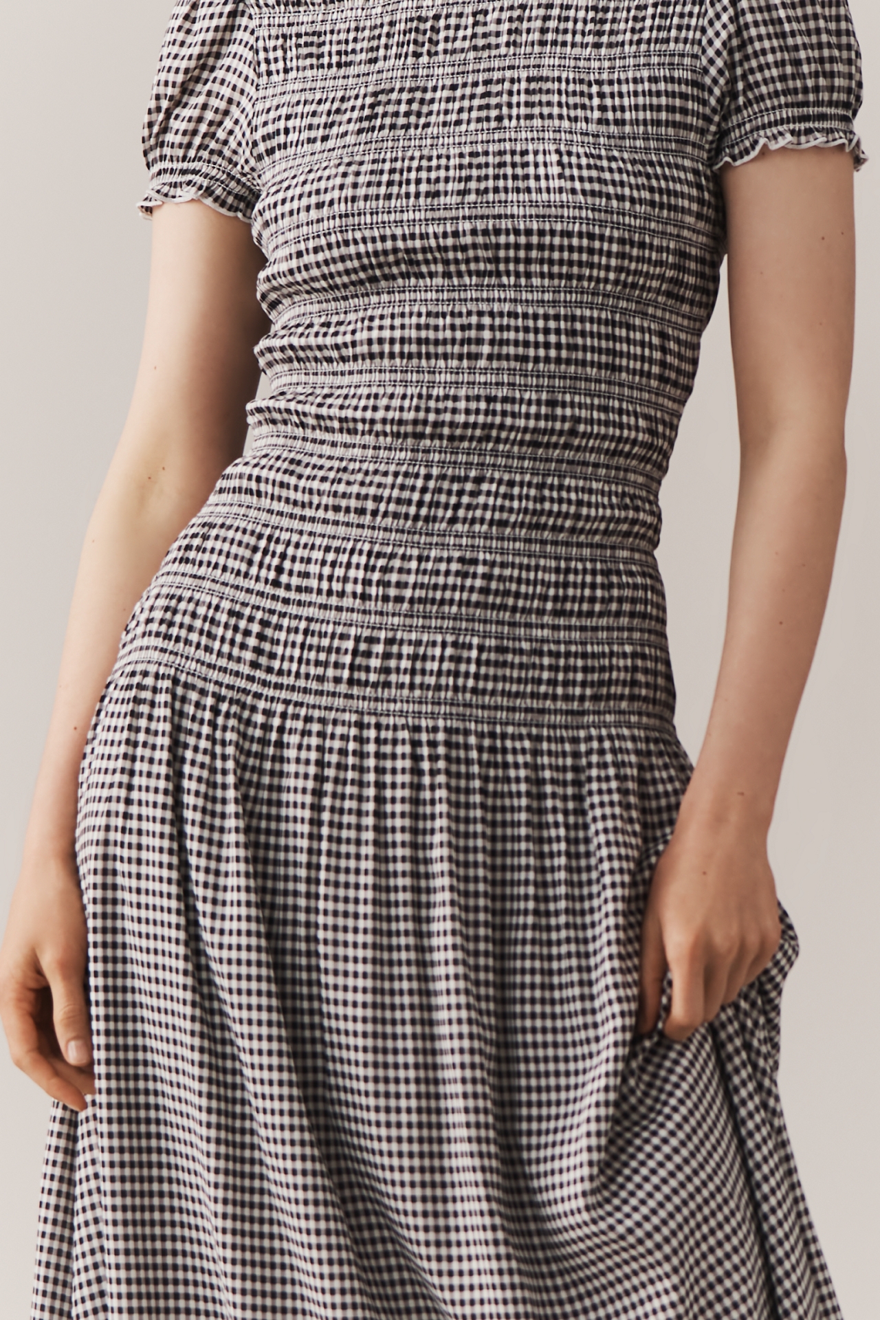 Reformation Kiria Puff-Sleeve Smocked A-Line Maxi Dress