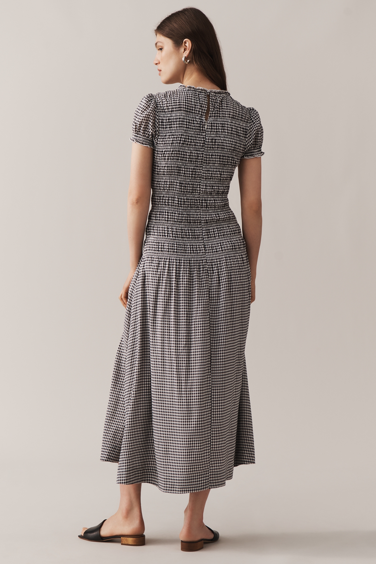 Reformation Kiria Puff-Sleeve Smocked A-Line Maxi Dress
