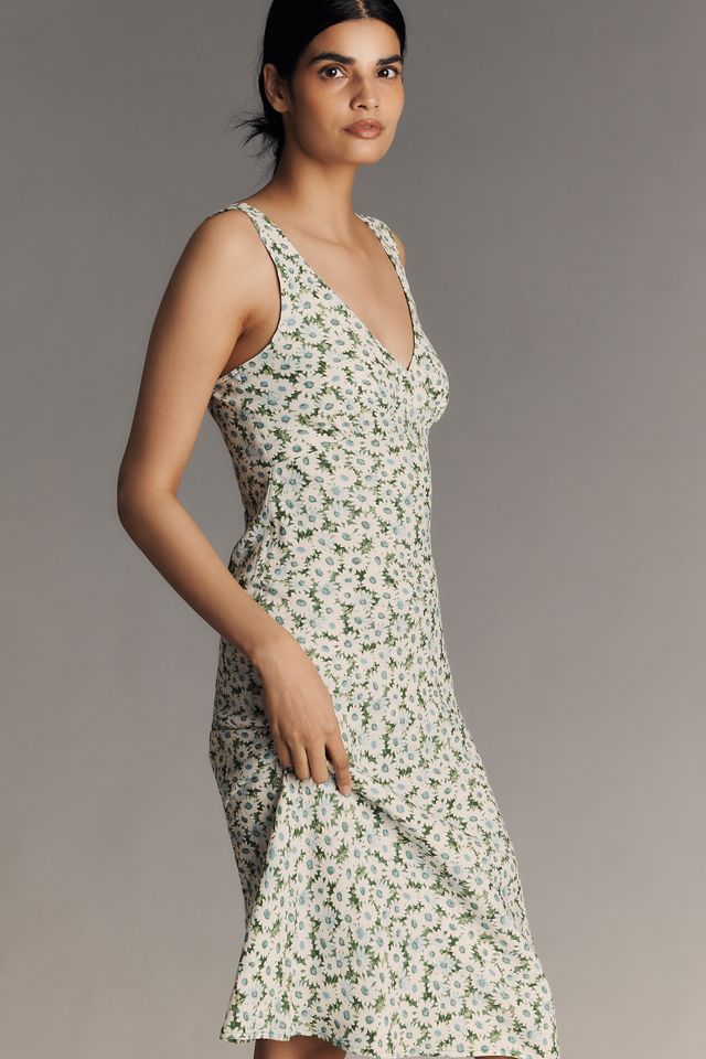 Reformation Beauden Sleeveless V-Neck Crepe Midi Dress