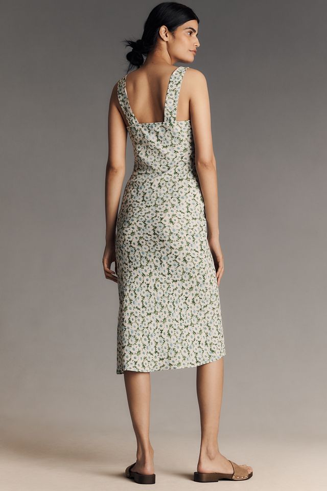 Reformation Beauden Sleeveless V-Neck Crepe Midi Dress