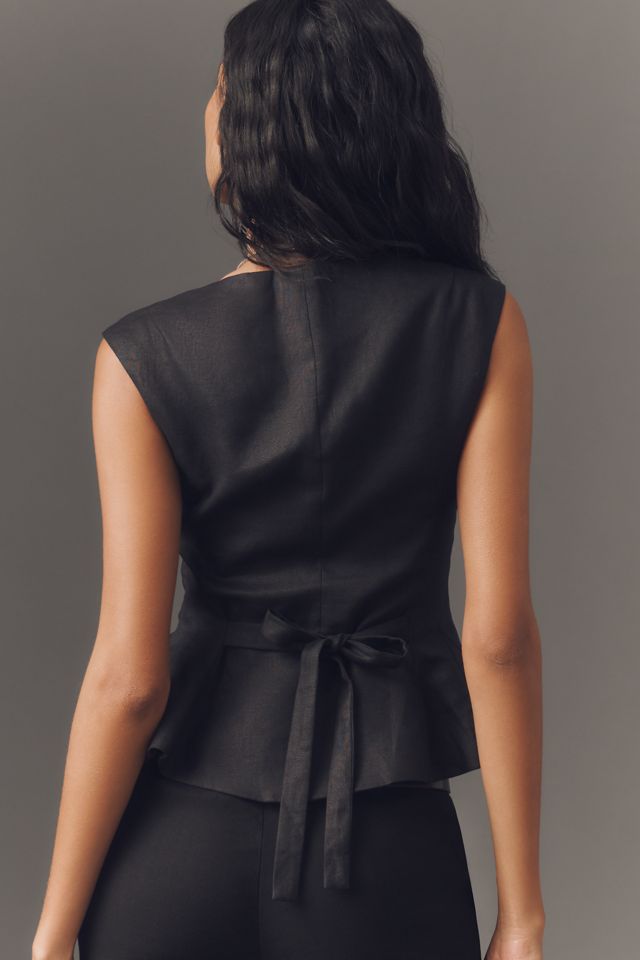 Reformation Paolina Linen Peplum Top #3