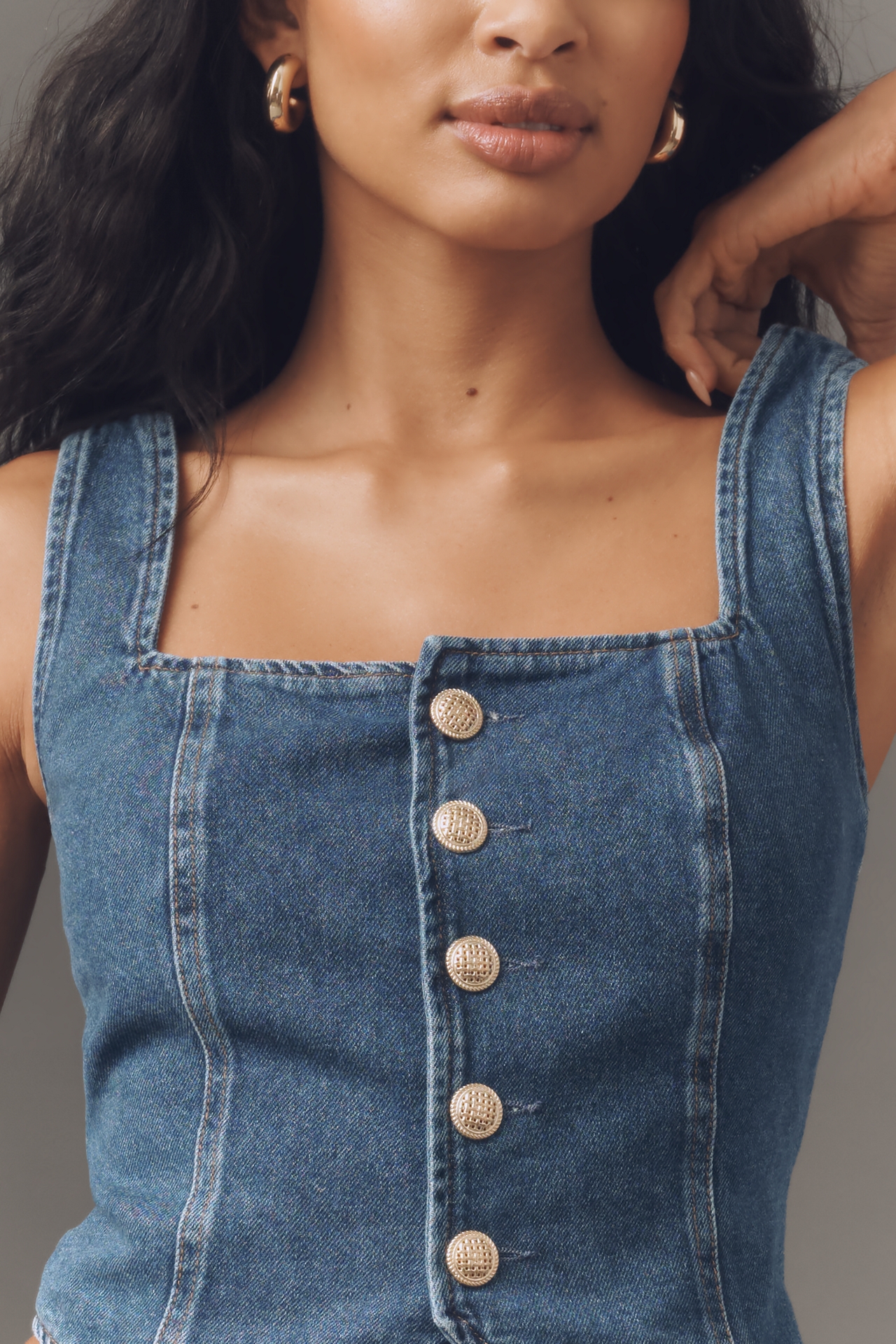 Reformation Bo Denim Crop Vest