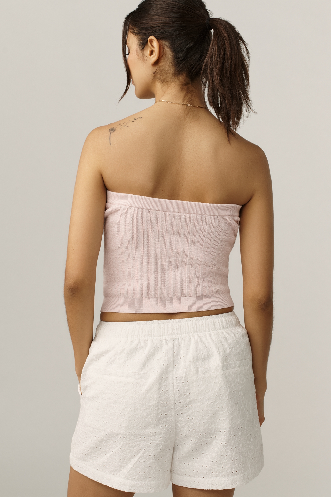 Reformation Zazie Cotton-Blend Strapless Sweater Tube Top
