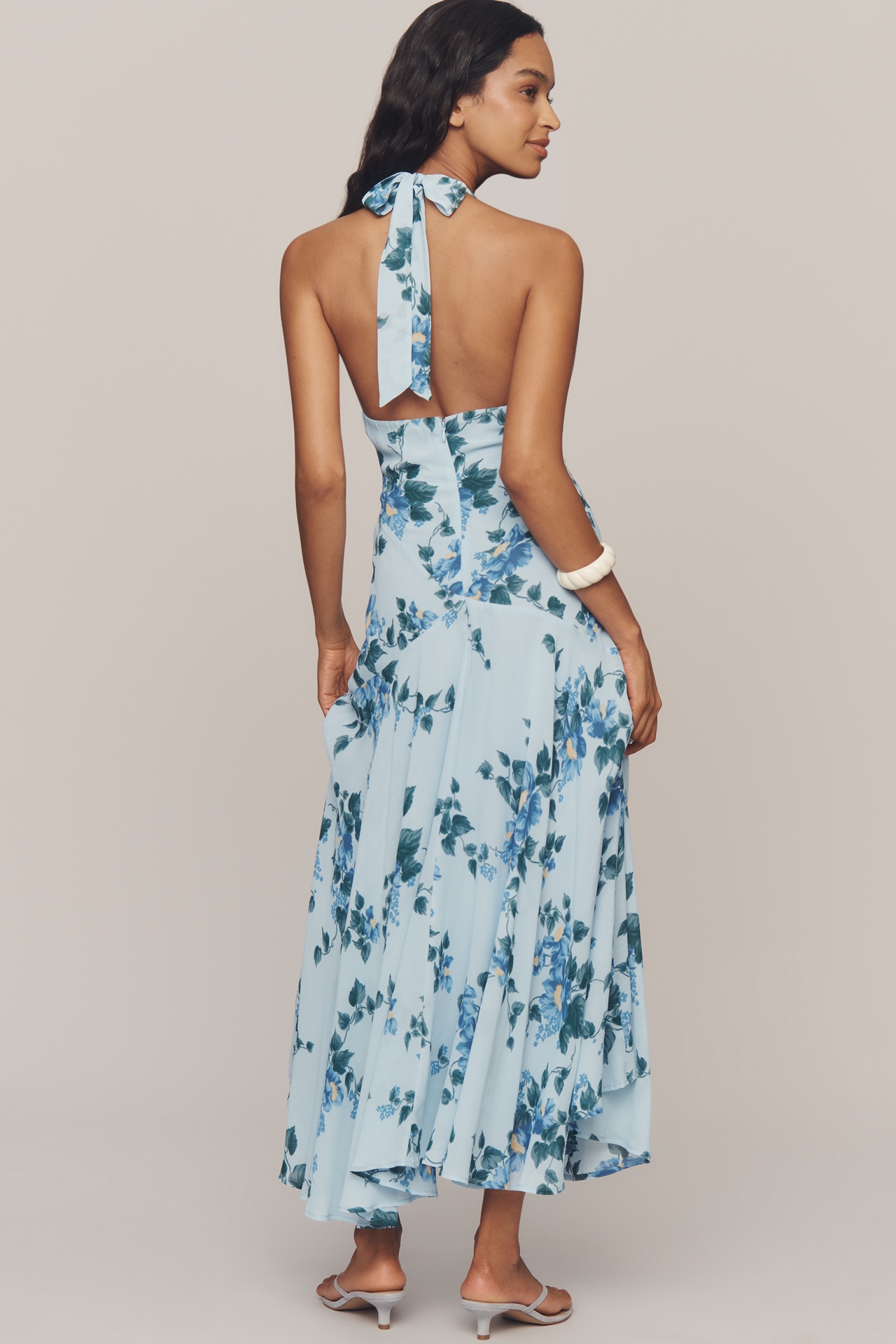 Reformation Briony V-Neck Drop-Waist Midi Dress