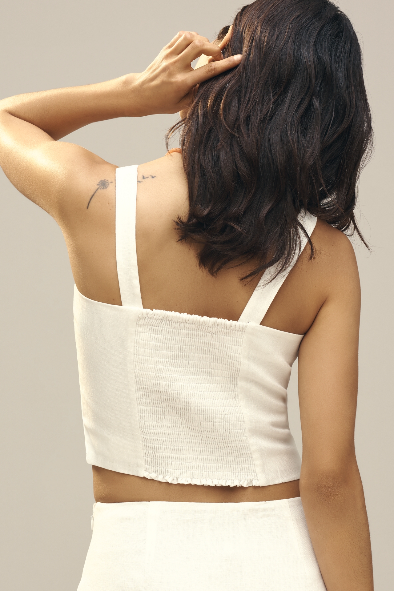 Reformation Juliet Linen Square-Neck Tank Top