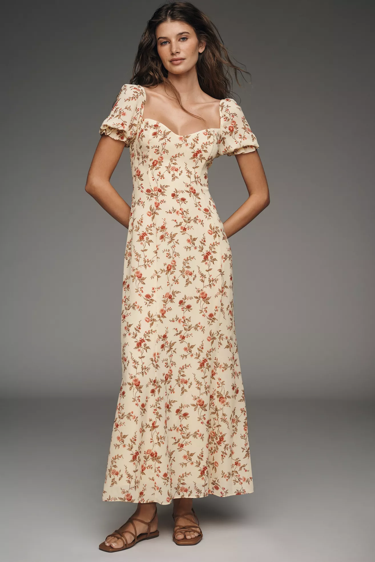 Reformation Gloria Puff-Sleeve Midi Dress