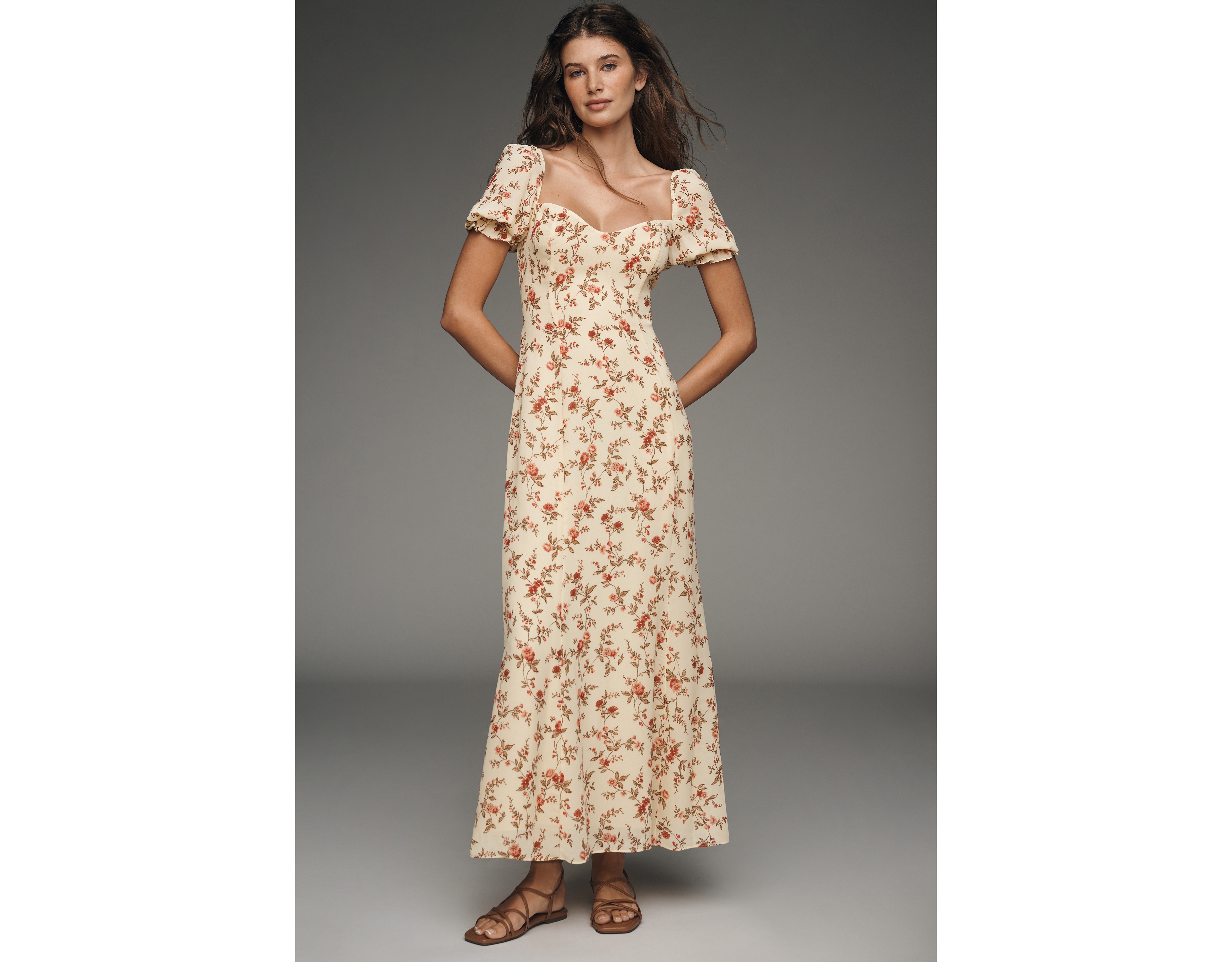 Reformation Gloria Puff-Sleeve Midi Dress