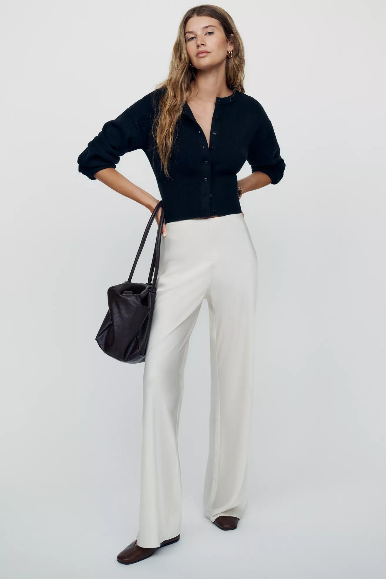 Reformation Gale Satin Mid-Rise Bias Pants