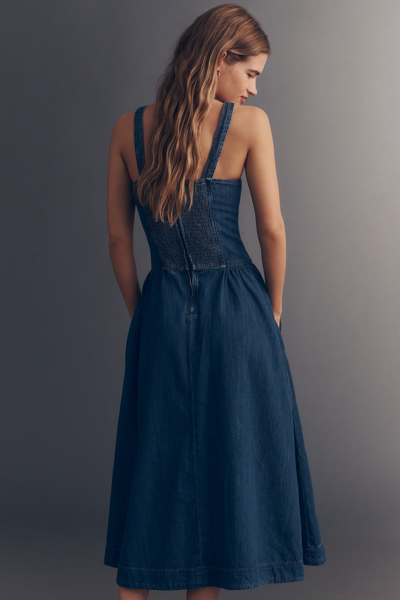 Reformation Janu Organic Cotton Denim Midi Dress