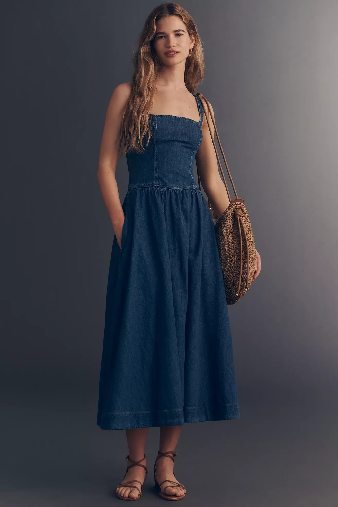 Reformation 100% Cotton Janu Denim Midi Dress