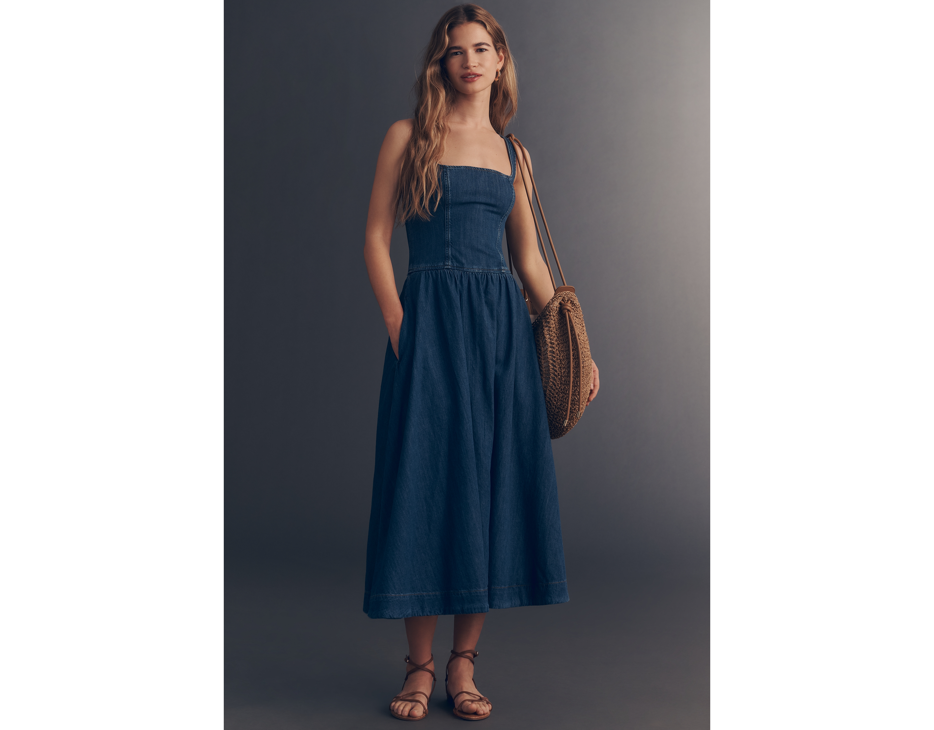Reformation 100% Cotton Janu Denim Midi Dress