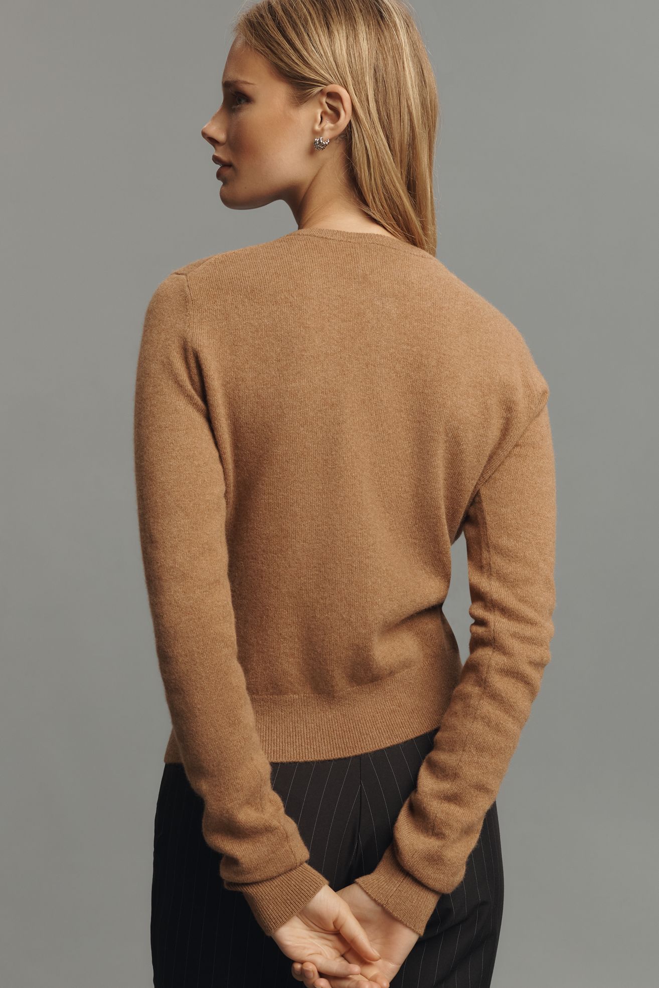 Reformation Farren Cashmere Crew-Neck Cardigan Sweater