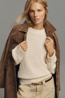 Reformation Collie Oversized Cotton Crew-neck Sweater In White