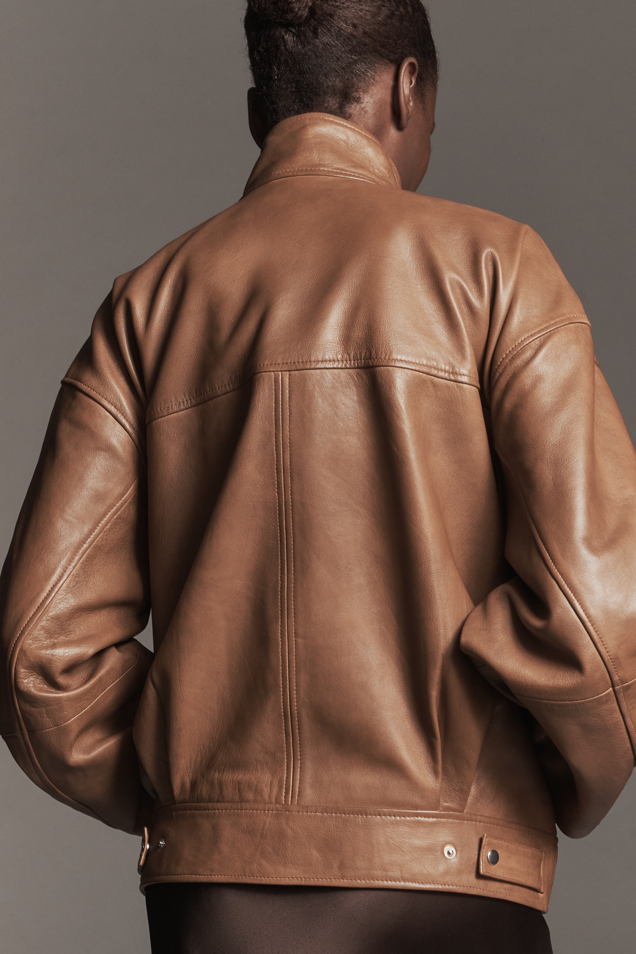 Reformation Veda Harrison Oversized Leather Bomber Jacket