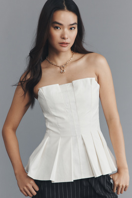 Reformation Ashlyn Strapless Pleated Top In White