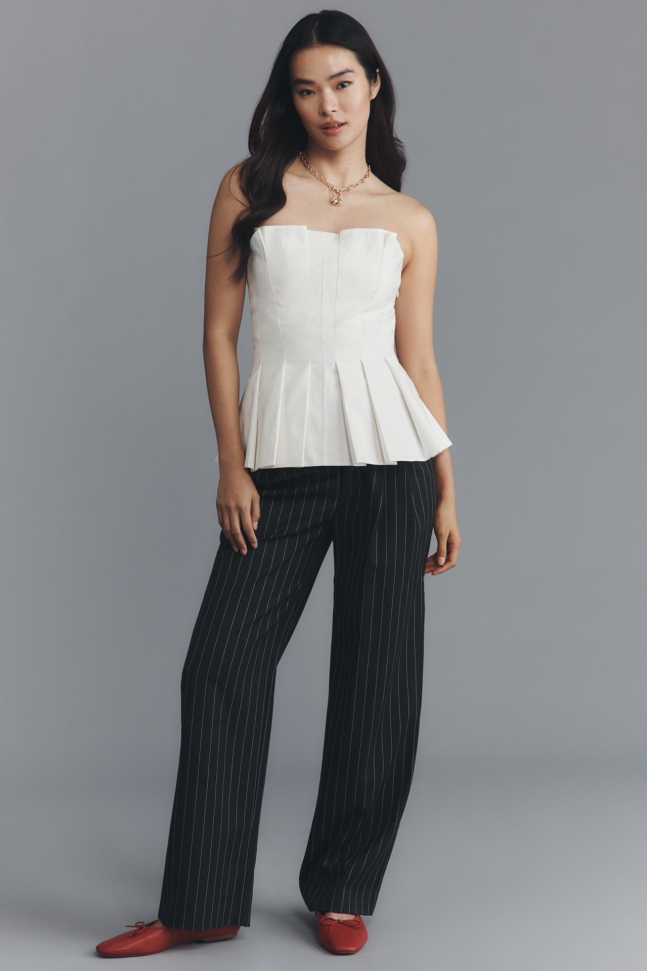 Reformation Ashlyn Strapless Pleated Top
