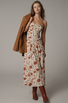 Reformation Azure Smocked Midi Dress In Multi